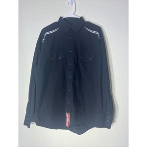 Wrangler Shirt PBR Rodeo Mens L Black Button Down Professional Bull Rider